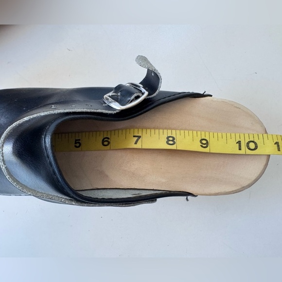 Black Leather Wooden Clog Sling back Buckle Mule Loafer Shoes Women’s Size 41 - Picture 11 of 11